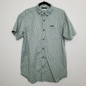 Columbia Mens Rapid Rivers Printed Short Sleeve Shirt Size M Metal Camp Icon